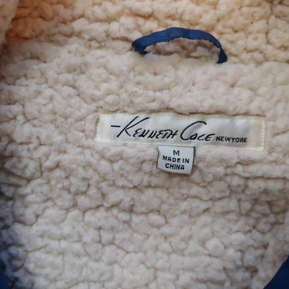 Womens M Kenneth Cole quilted jacket fur line blue - Picture 3 of 5